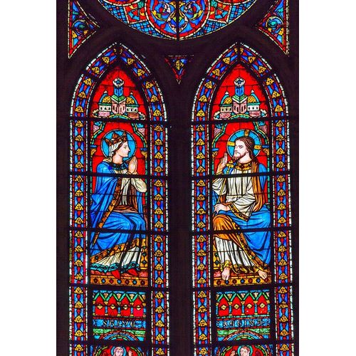 Jesus Christ Mary stained glass-Notre Dame Cathedral-Paris-France
